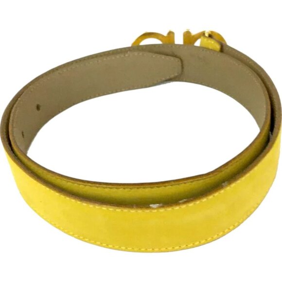 444152BA (S1) Salvatore Ferragamo Belt Gancini 70 cm Yellow Leather main image 4